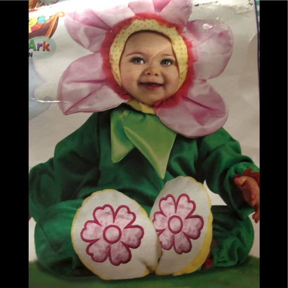 Infant Girls Flower Costume Pink Pansy Baby Jumpsuit Headpiece /& Booties